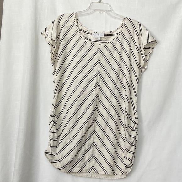 Jessica Simpson Striped Cream and Black Maternity Tee - Picture 1 of 5